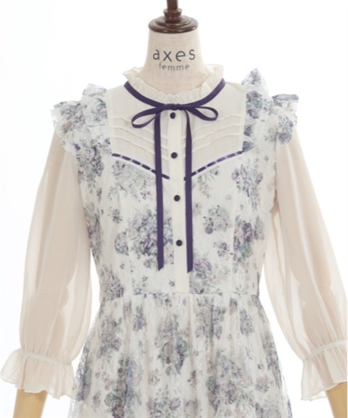 axes femme（アクシーズ ファム） 7分袖ワンピース MEDIUM ラベンダー