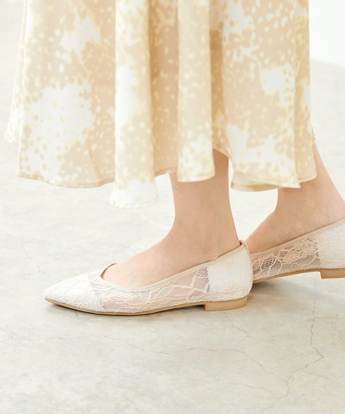 「menue」 フラットパンプス 24.5cm アイボリー レディース_画像2