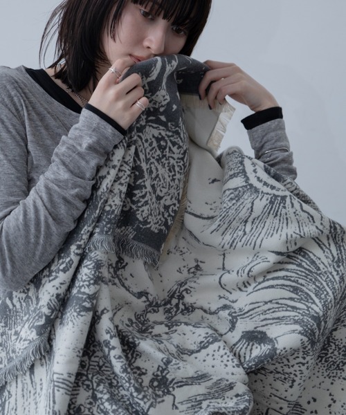 ブランケット フォレストアート柄大判ストール/ブランケット