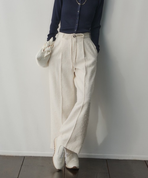 anuans（アニュアンス） パンツ ツイードリボンベルトパンツ