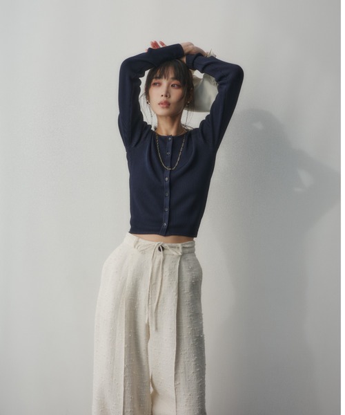 anuans（アニュアンス） パンツ ツイードリボンベルトパンツ