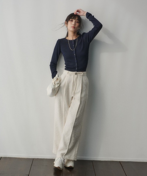 anuans（アニュアンス） パンツ ツイードリボンベルトパンツ