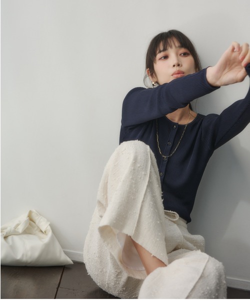 anuans（アニュアンス） パンツ ツイードリボンベルトパンツ