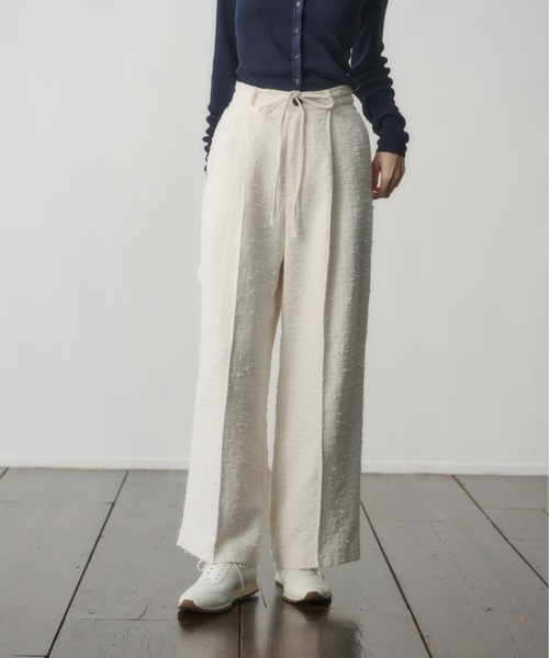 anuans（アニュアンス） パンツ ツイードリボンベルトパンツ