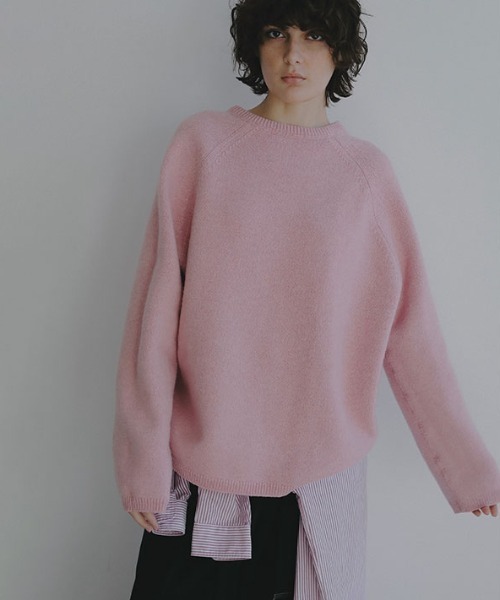 etre tokyoリングネットボックスニットプルオーバー ETRE TOKYO - リングネックBOXニットプルオーバー - PINK | ADDICT WEB
