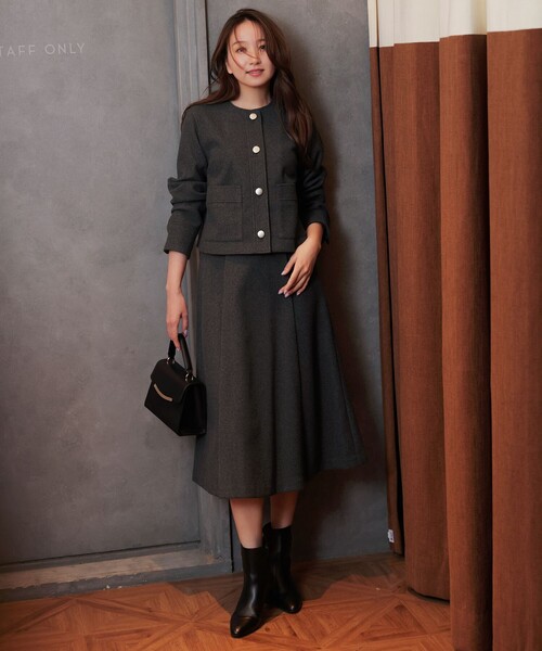「ANY SIS」 スカートスーツ MEDIUM グレー レディース_画像4