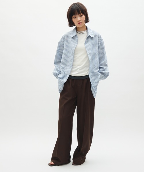 full/fill. ブラウス シャツ sheer stripe over shirt / シアー