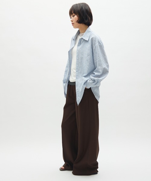 full/fill. ブラウス シャツ sheer stripe over shirt / シアー