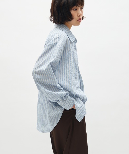 full/fill. ブラウス シャツ sheer stripe over shirt / シアー