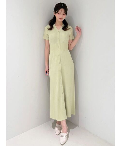 ワンピース ワイドリブスキッパーニットワンピースの画像