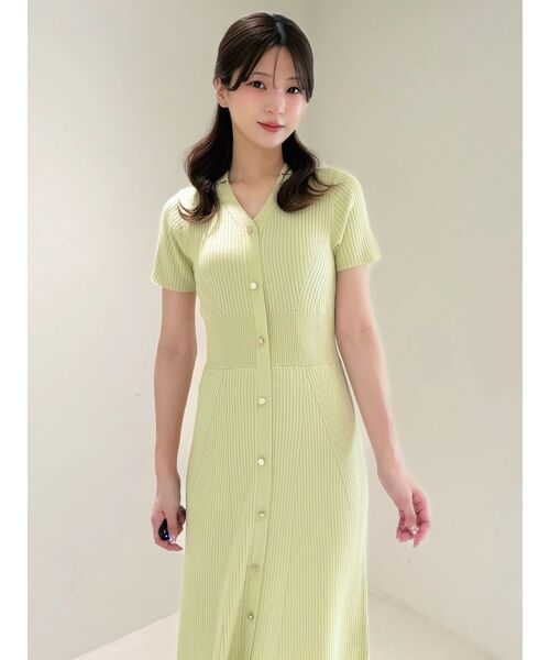 ワンピース ワイドリブスキッパーニットワンピースの画像