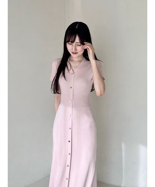 ワンピース ワイドリブスキッパーニットワンピースの画像