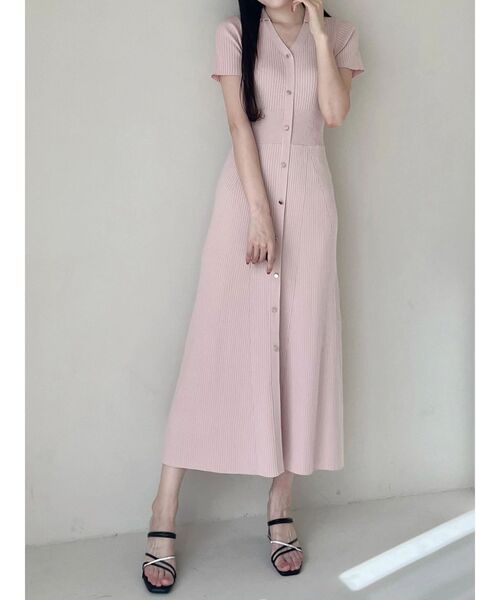 ワンピース ワイドリブスキッパーニットワンピースの画像