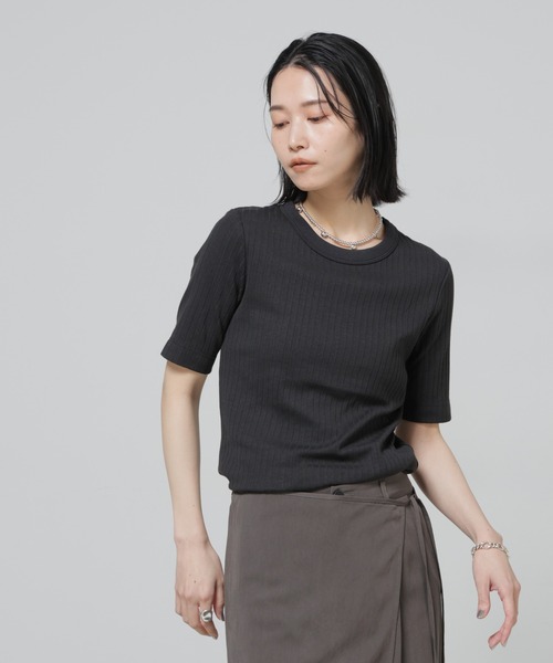 tシャツ Anti Soaked(R) 汗染み防止クルーネックリブTシャツ レディースの画像