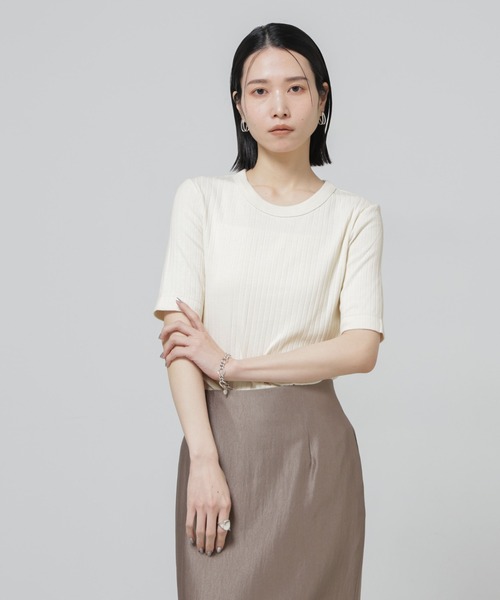 tシャツ Anti Soaked(R) 汗染み防止クルーネックリブTシャツ レディースの画像