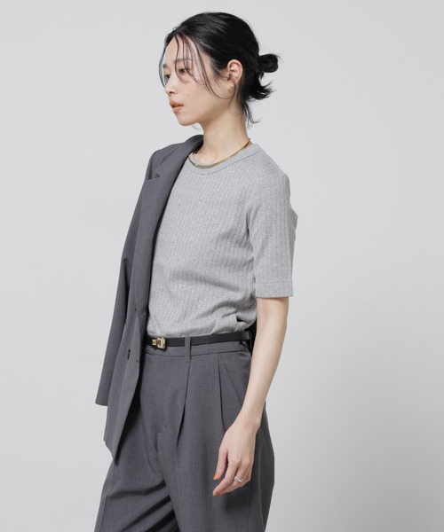 tシャツ Anti Soaked(R) 汗染み防止クルーネックリブTシャツ レディースの画像