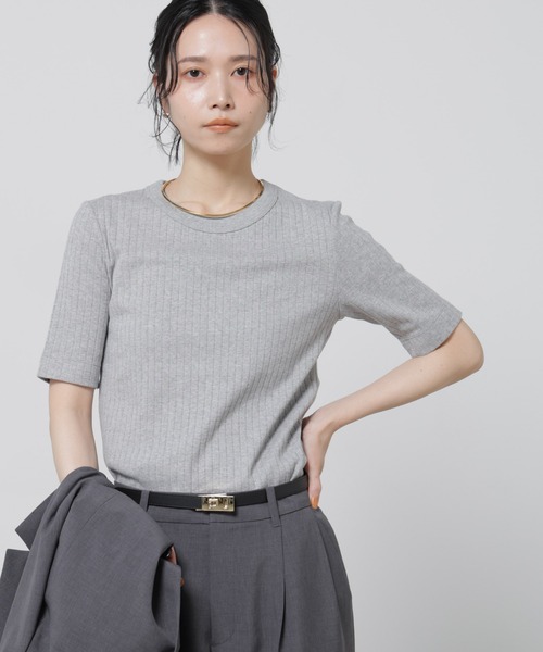 tシャツ Anti Soaked(R) 汗染み防止クルーネックリブTシャツ レディースの画像