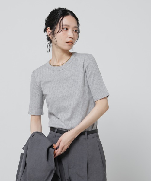 tシャツ Anti Soaked(R) 汗染み防止クルーネックリブTシャツ レディースの画像