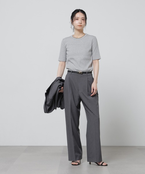tシャツ Anti Soaked(R) 汗染み防止クルーネックリブTシャツ レディースの画像