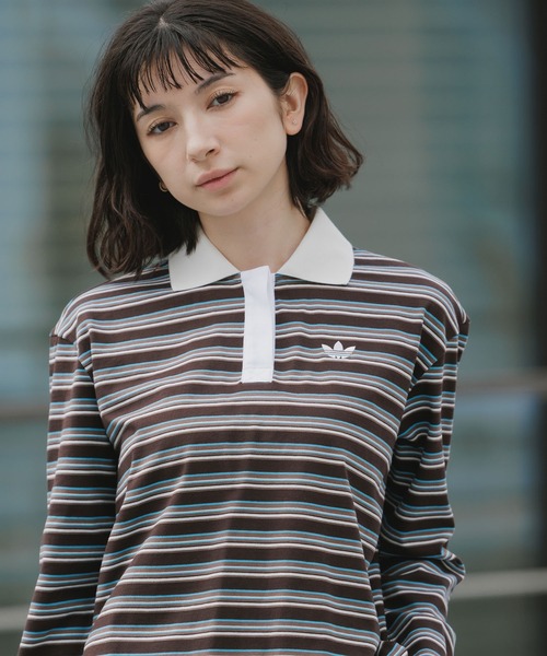 adidas（アディダス） ポロシャツ ポロ STRIPED OVZD LS POLO SHIRT