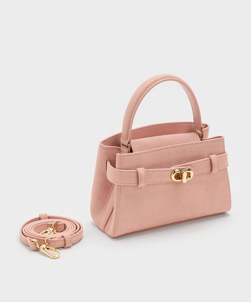 【新品未使用】 オブリエル トップハンドルバッグ コットンキャンディーピンク CHARLES ＆ KEITH（チャールズ&キース） ハンドバッグ Aubrielle