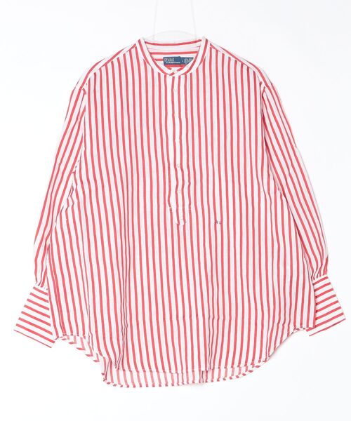 美品 POLO RALPH LAUREN リネン100%ストライプシャツ レッド POLO RALPH LAUREN - 美品 POLO RALPH LAUREN リネン100%ストライプ
