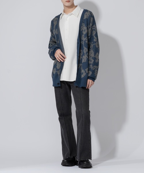 「Adoon plain」 ニットカーディガン MEDIUM ブラック メンズ_画像4