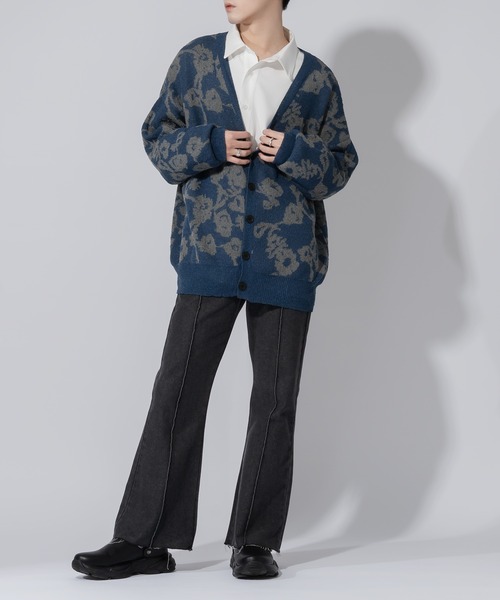 「Adoon plain」 ニットカーディガン MEDIUM ブラック メンズ_画像7