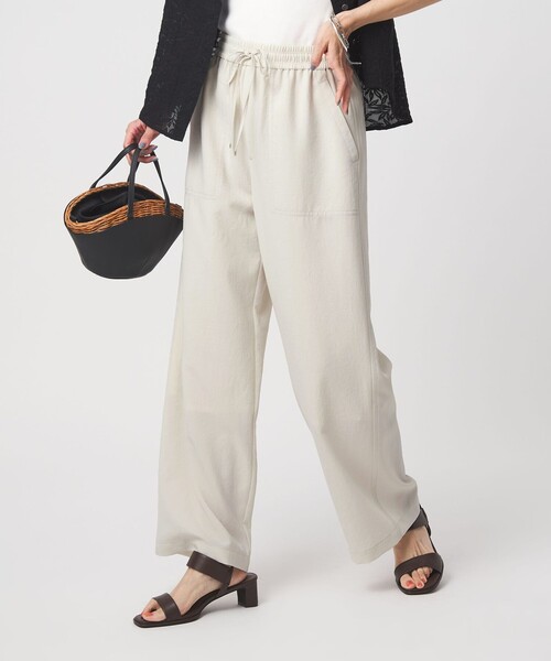 ワイドパンツ パンツ 「size SHORT/TALLあり」ドライクロスパンツ オフホワイト レディースの画像