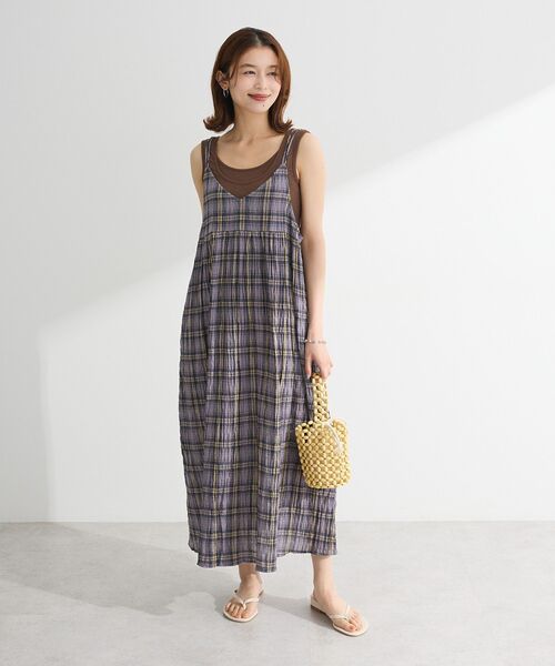 「Green Parks」 「chocol raffine robe」キャミソールワンピース FREE ネイビー レディース_画像3