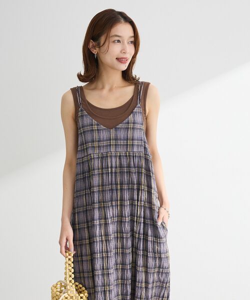 「Green Parks」 「chocol raffine robe」キャミソールワンピース FREE ネイビー レディース_画像6