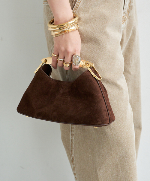 Ellemeエレメ ハンドバッグ ピンクベージュ 合成皮革 ショルダーバッグ elleme（エレメ） ハンドバッグ Small Boomerang Leather ブーメラン