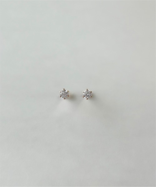 ピアス K10PG キュービックジルコニア ピアス レディースの画像