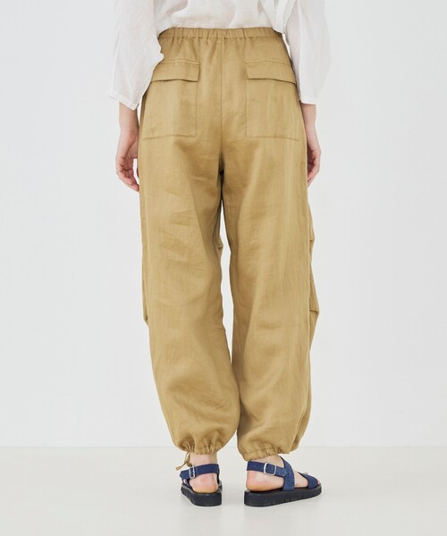 ワイドパンツ パンツ ラミーサテン ニータックパンツ レディースの画像
