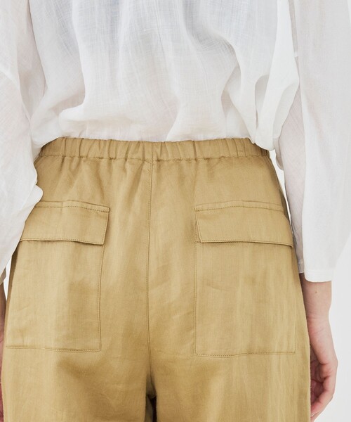 ワイドパンツ パンツ ラミーサテン ニータックパンツ レディースの画像