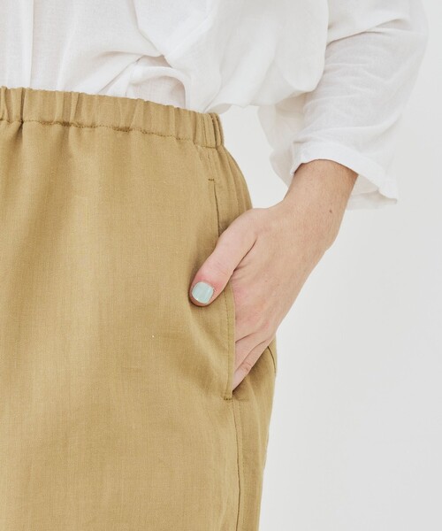ワイドパンツ パンツ ラミーサテン ニータックパンツ レディースの画像