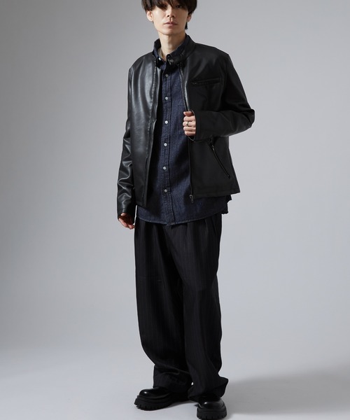 「NULL」 長袖シャツ LARGE ネイビー メンズ_画像8