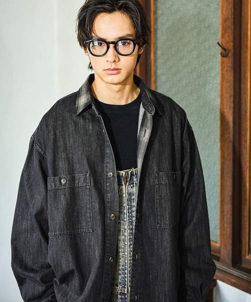 niko and…（ニコアンド） シャツ Plaid Panel Denim Shirt「niko and