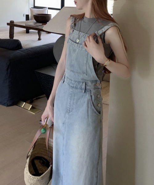 「FREE STYLISTS」 「Evis Jeans」サロペットスカート L ブルー レディース_画像4