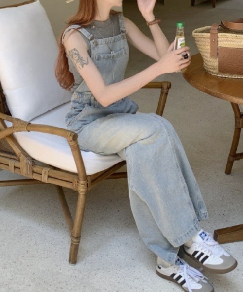 「FREE STYLISTS」 「Evis Jeans」サロペットスカート L ブルー レディース_画像6