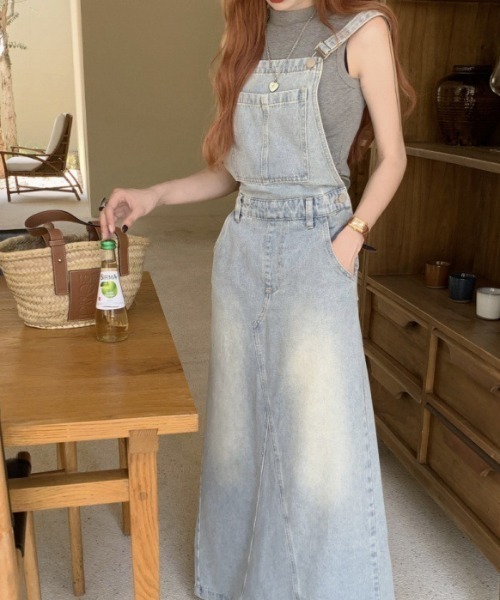 「FREE STYLISTS」 「Evis Jeans」サロペットスカート L ブルー レディース_画像8