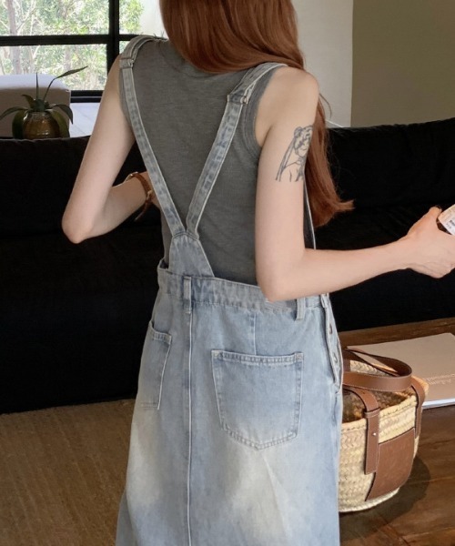 「FREE STYLISTS」 「Evis Jeans」サロペットスカート L ブルー レディース_画像9