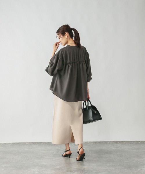 「GLOBAL WORK」 7分袖ブラウス M グレー レディース_画像5