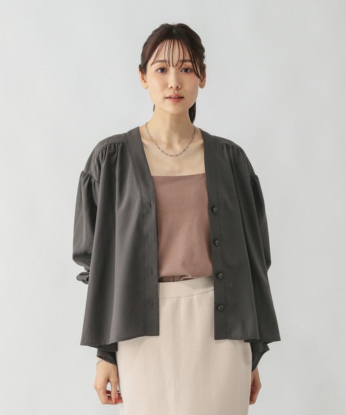 「GLOBAL WORK」 7分袖ブラウス M グレー レディース_画像8