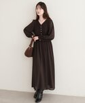 ワンピース ピンタックプリーツお上品ワンピースの詳細画像1