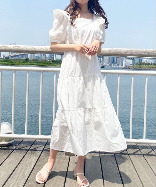 apres jour（アプレジュール） ワンピース 袖コットンレースフリル