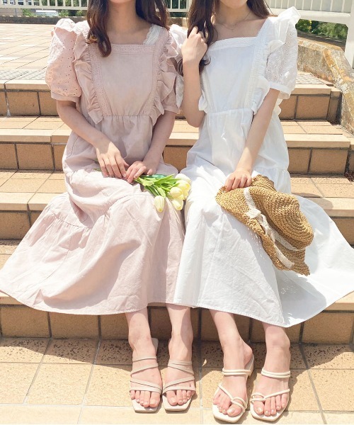apres jour ワンピース 袖コットンレースフリルワンピ【ZOZOTOWN