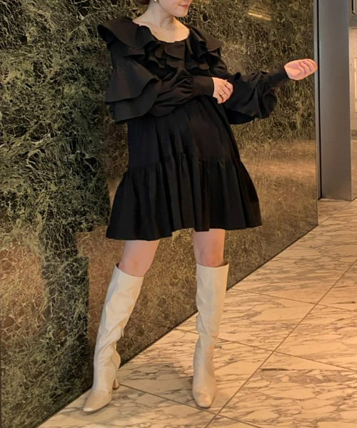 eimy istoire ワンピース フリルカラーミニワンピース