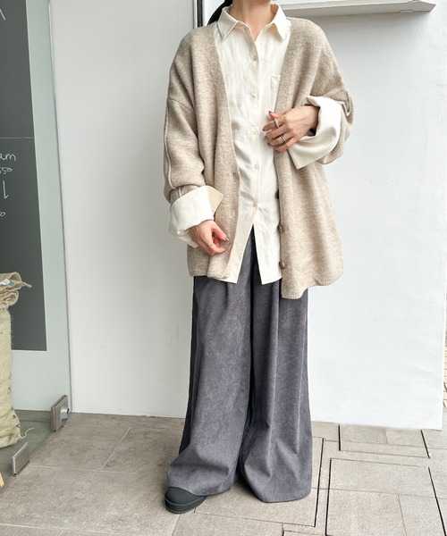 MADISONBLUE オリーブ Vネックカーディガン美品オーバーサイズ　M BIG KNIT V CD MESH | UNISEX | MADISONBLUE