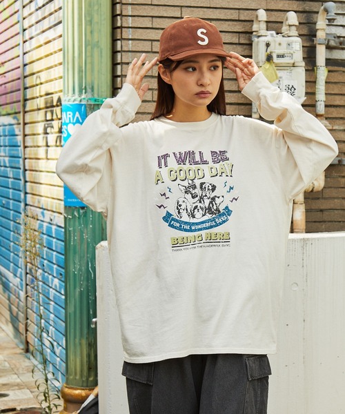 tシャツ 「Lemanism」レトロウォッシュ加工 メタリックデザインロゴ 長袖Tシャツ ロンT レディース メンズ tシャツ 「Lemanism」レトロウォッシュ加工 メタリックデザイン